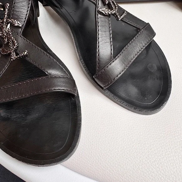 Saint Laurent Black Strappy YSL logo flat sandals black silver 37 + box - Picture 10 of 16